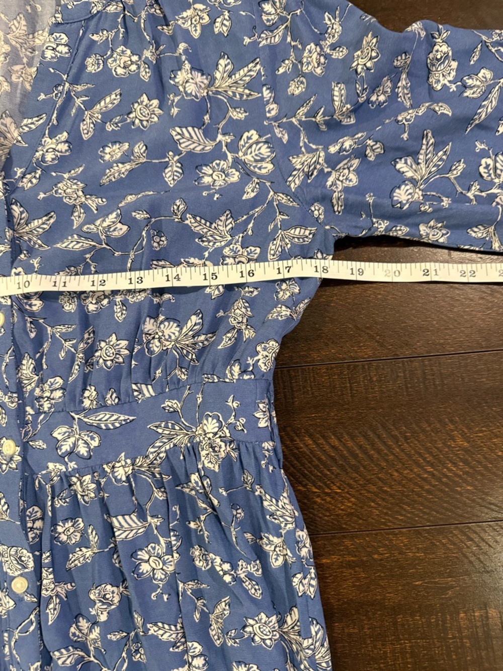 LOFT Blue Floral Shirt Maxi Dress Size 10 Button Front Long Sleeve - Picture 10 of 14